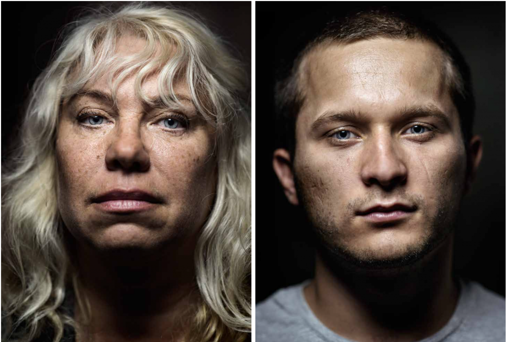 Left: Tatiana Bilyk, 45, from Moscow, nurse<br /> Right: Nikolay Bazenko, 24, from Krasnodar region, Slaviansk-na-Kubani, worker.