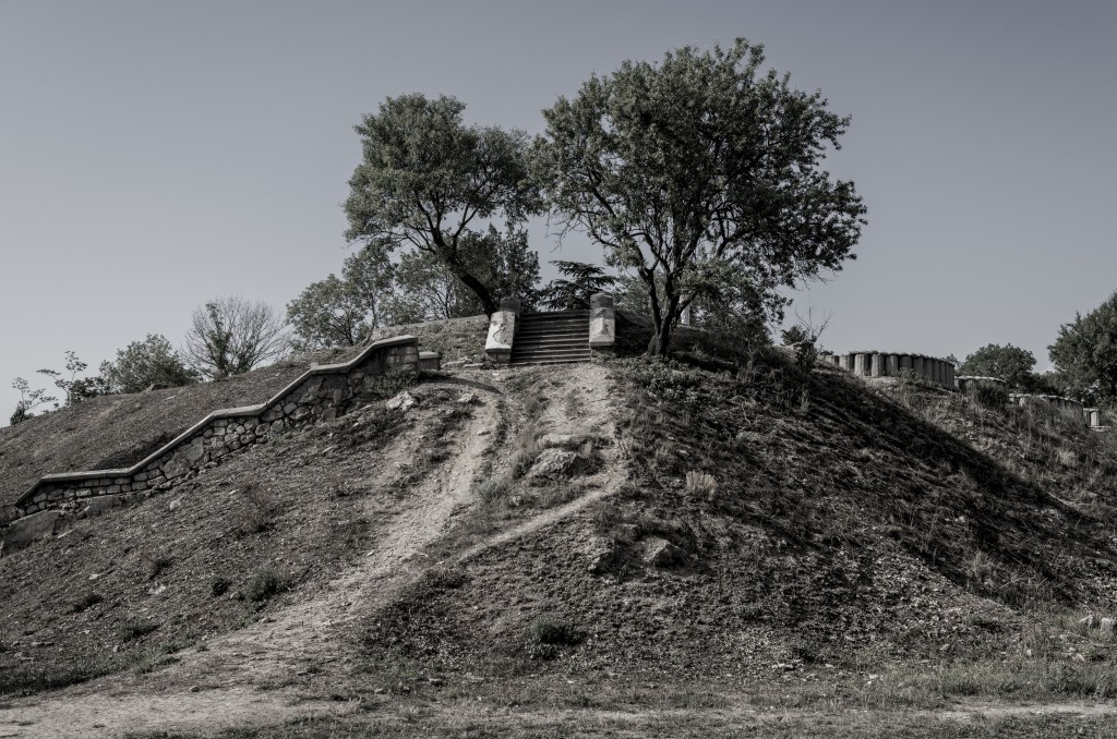 The remains of the North part of the 4th Russian battery (Catherine) defending Sevastopol during the Siege (1854-55). Inspired by a Colonel Vladislav Klembovsky's photograph. Sevastopol, Crimea. 23 June 2014.