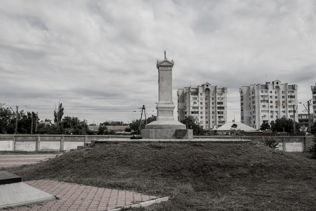 Monument dedicated to the memory of the Russians fallen during the Eupatoria battle (1855). On the same site, the left flank of the Russian Artillery was deployed at the time of the Crimean War. Inspired by a Colonel Vladislav Klembovsky's photograph. Eupatoria, Crimea. 24 June 2014.